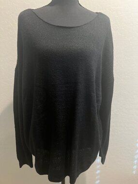 NWOT Black lightweight Knit Tunic Sweater XL Scoop Neck Oversized.